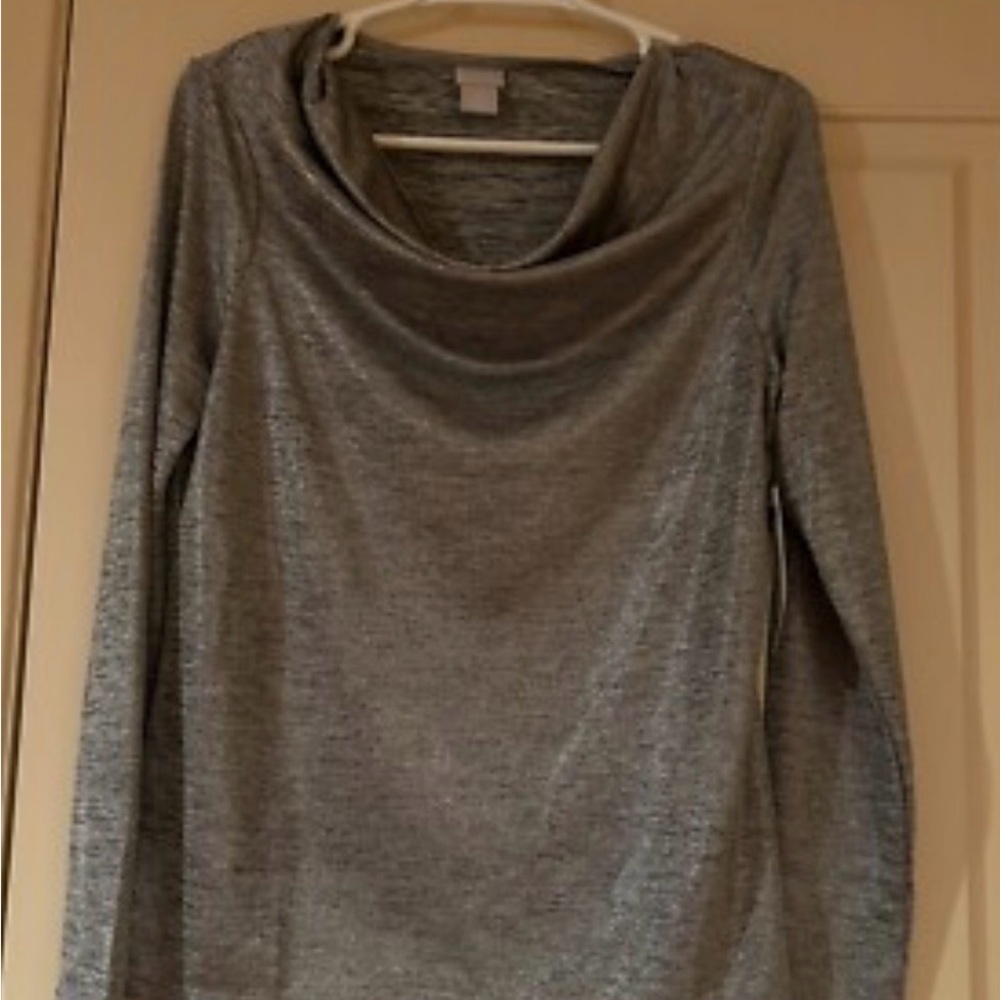 Chicos Cowl Neck Sweater - Silver